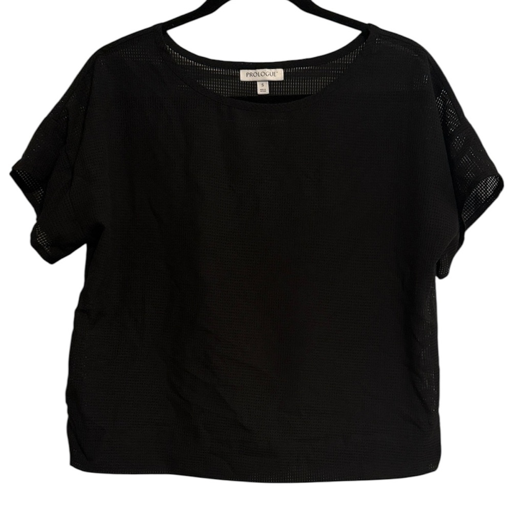 🌻 Prologue Black Mesh Short Sleeve Top